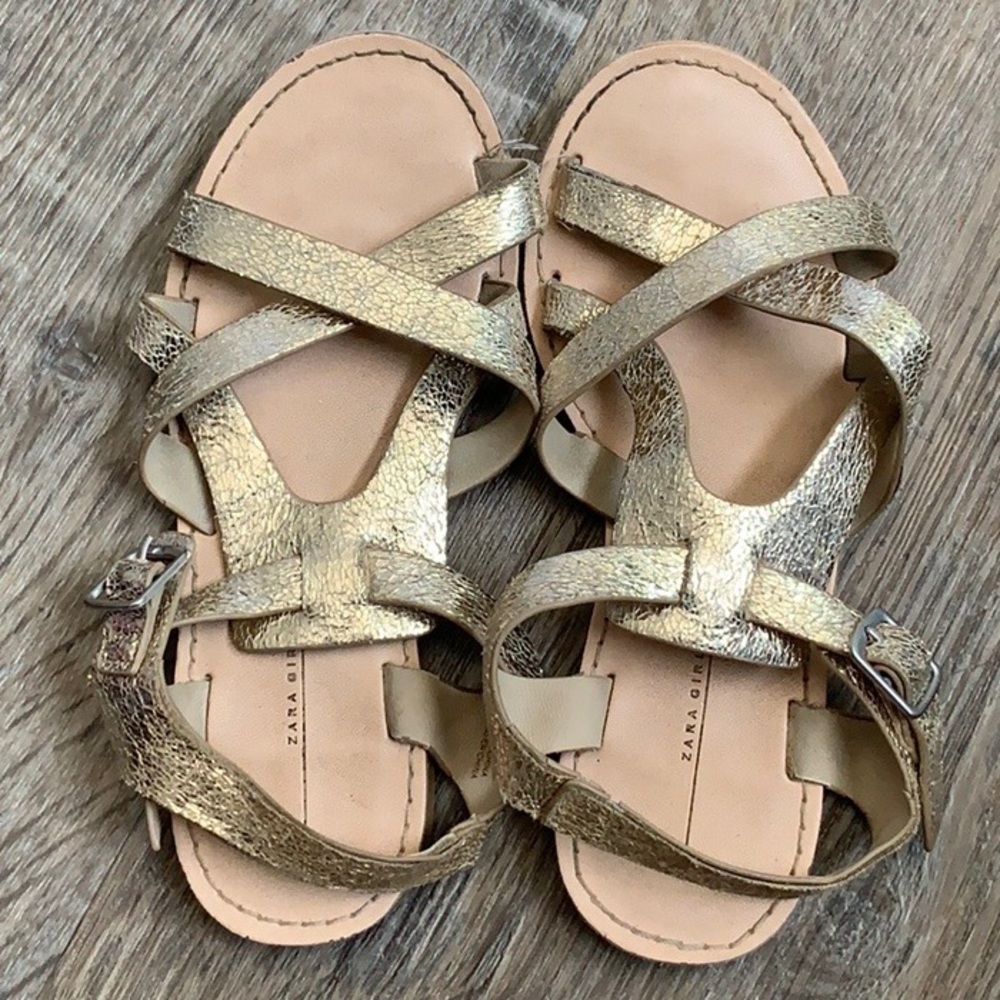 Zara Gold Sandals Sz 11 US